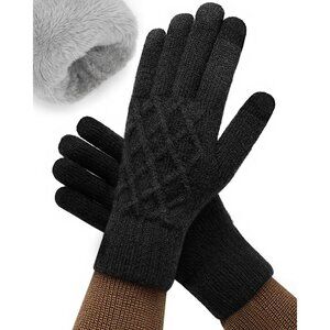 ⚡Women Black Winter Warm Touchscreen Texting Knit Thermal Wool Lining Gloves